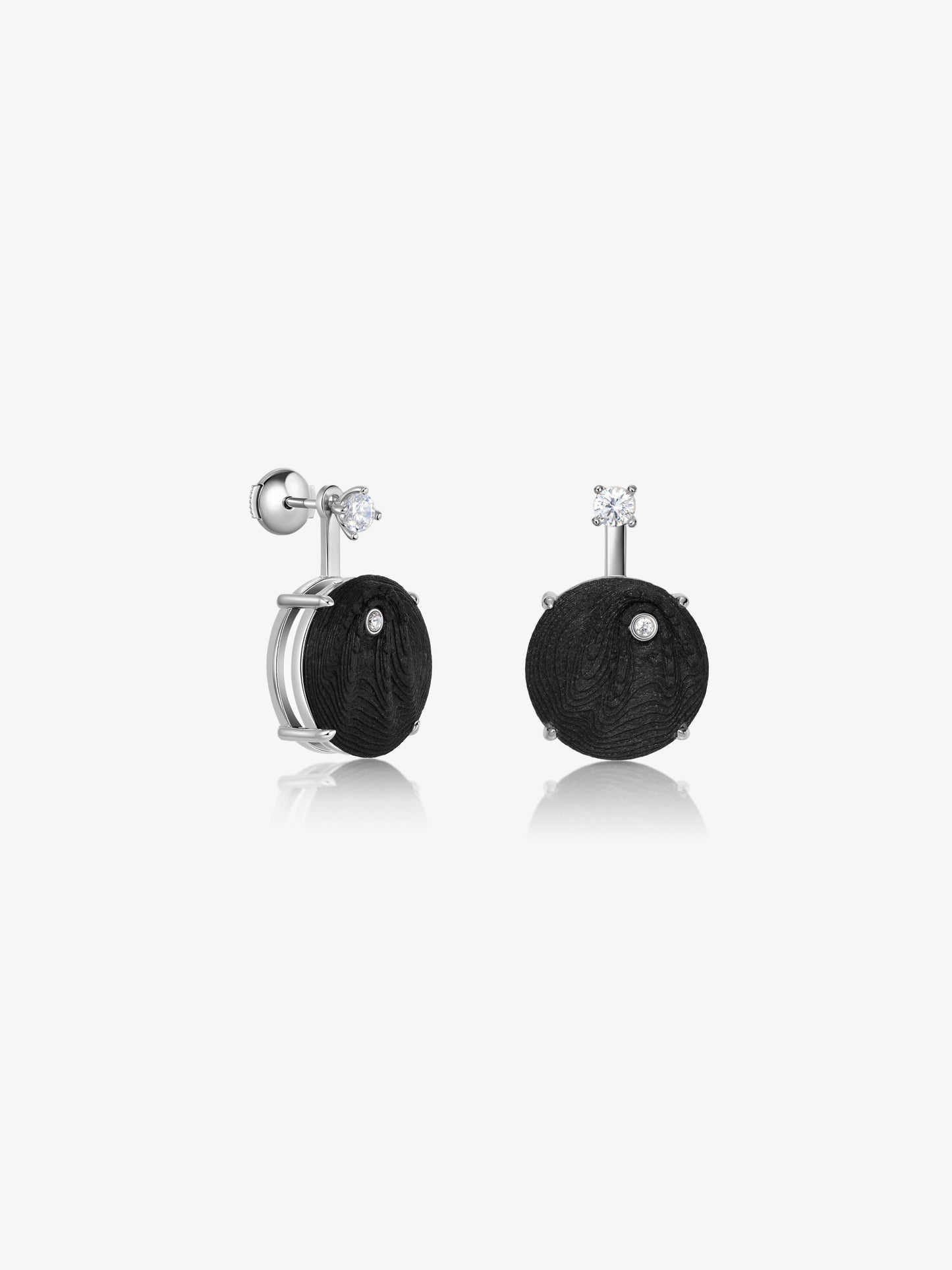 Round Diamond Carbon Fiber Statement Earrings