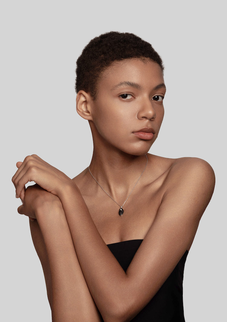 Marquise Diamond Carbon Fiber Pendant Necklace