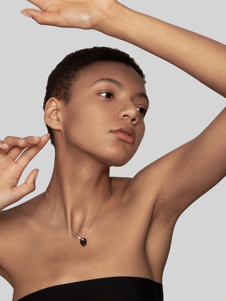 Pear Diamond Carbon Fiber Pendant Necklace