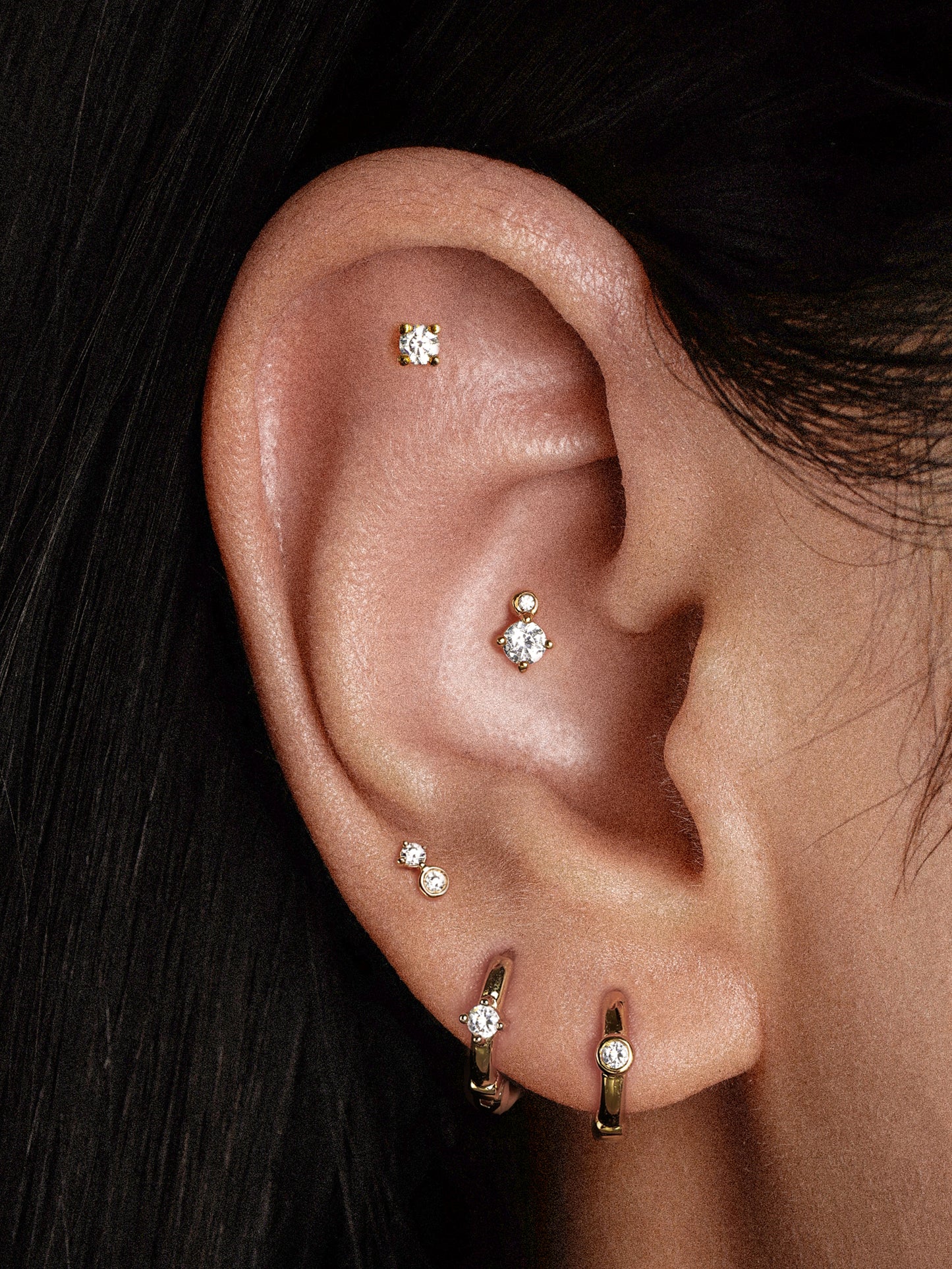 Offset Hoops with Diamonds