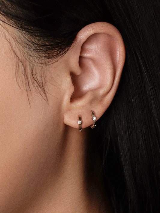 Offset Hoops with Diamonds