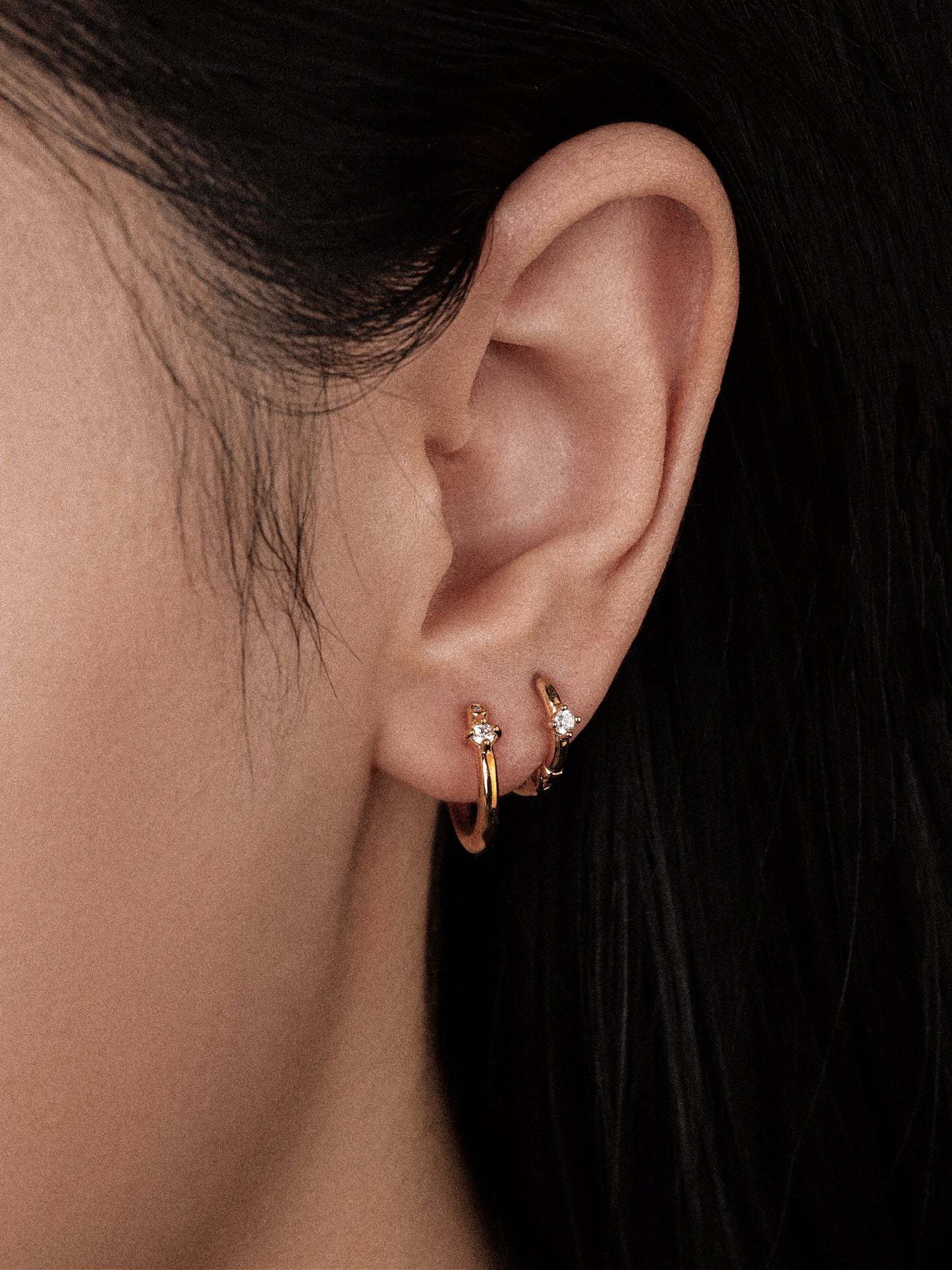 Offset Hoops with Diamonds