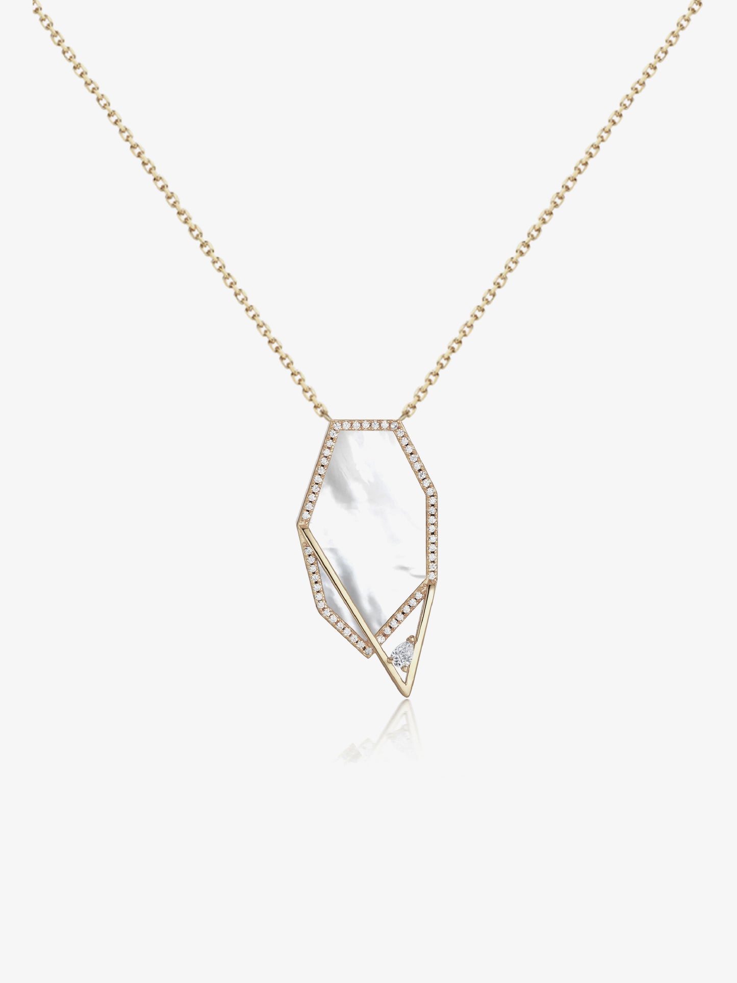 Polygon Mother-of-Pearl Pavé Bezel Pendant Necklace