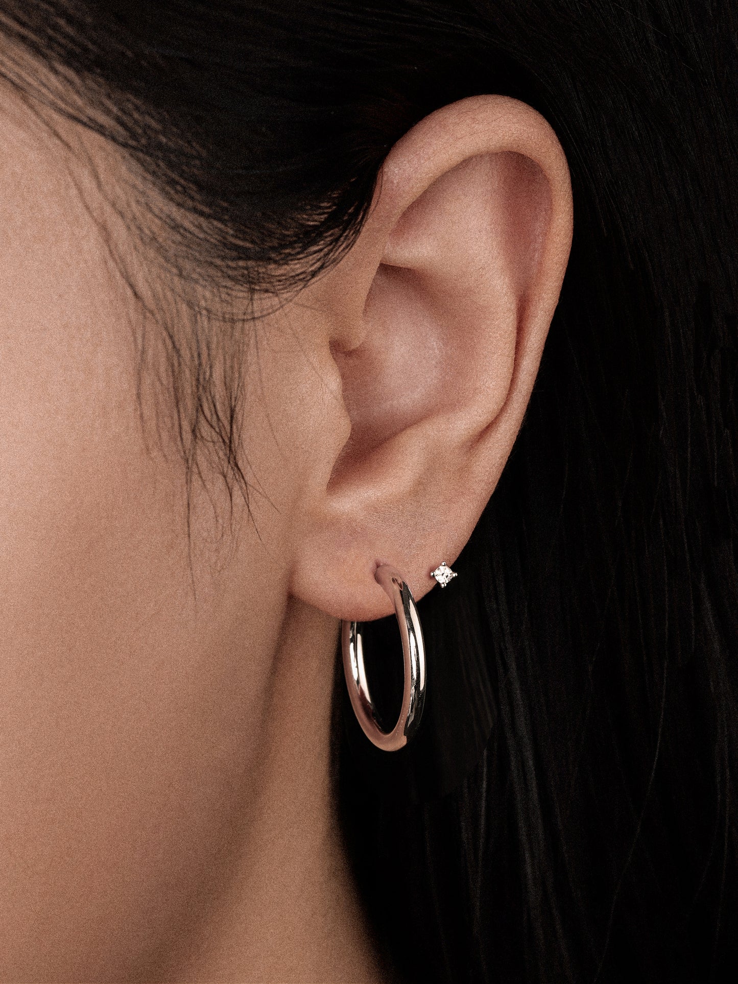 Essential Petite Single Hoop with Diamonds