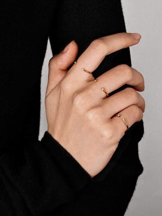 Tiny Cuff Ring with Diamonds