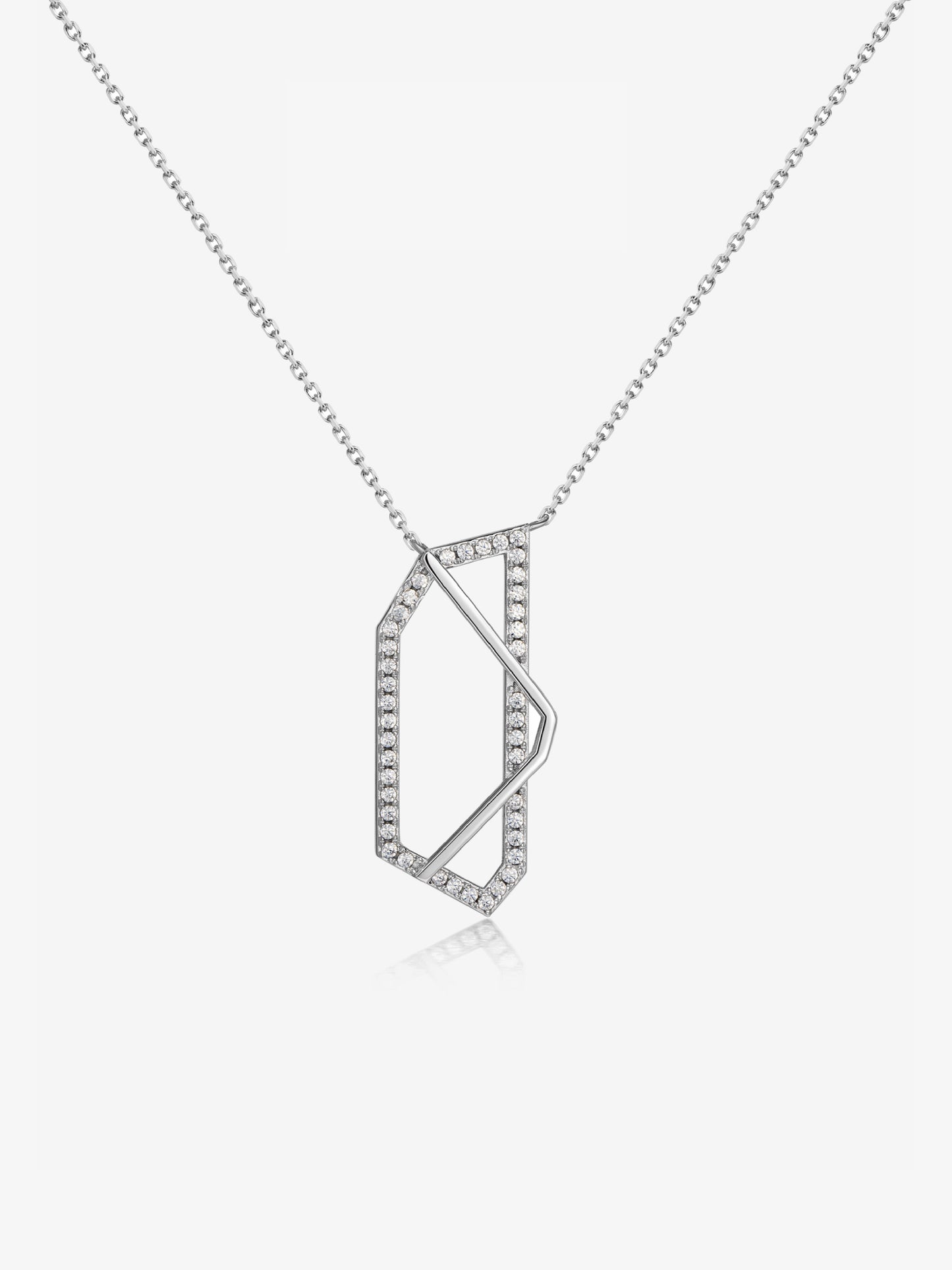 Hexagon Hollow Pavé Bezel Pendant Necklace