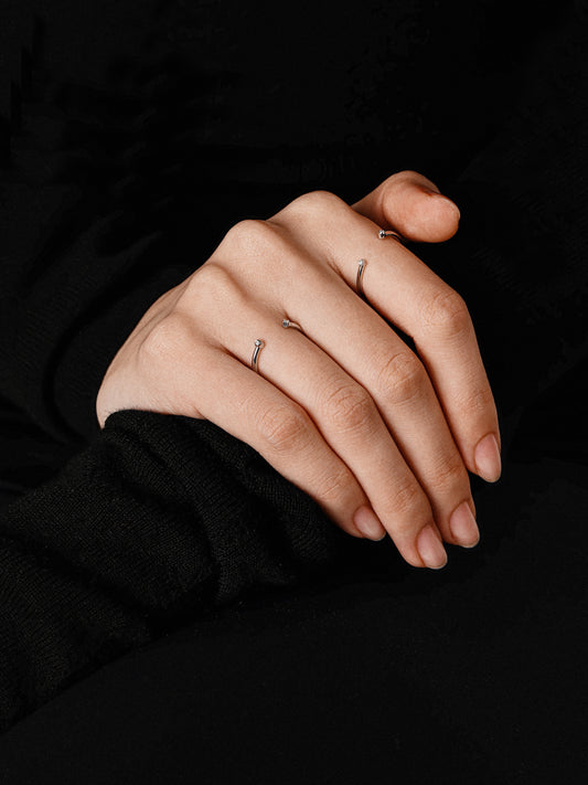 Tiny Cuff Ring with Diamonds