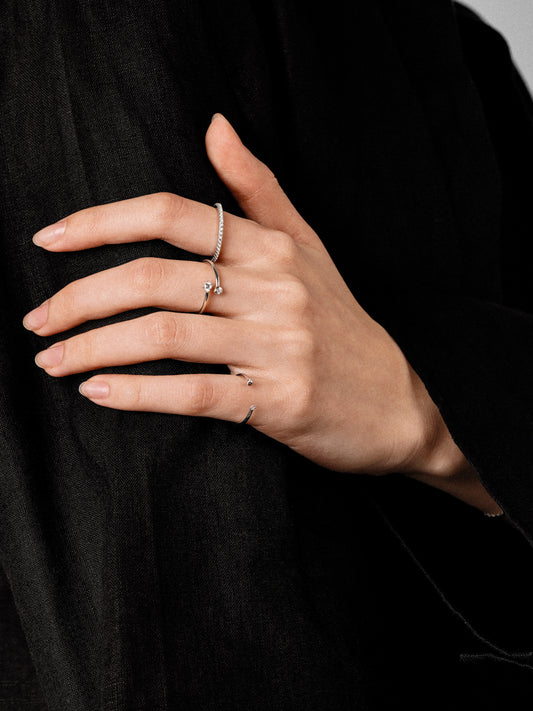 Bypass Cuff Ring with Diamonds