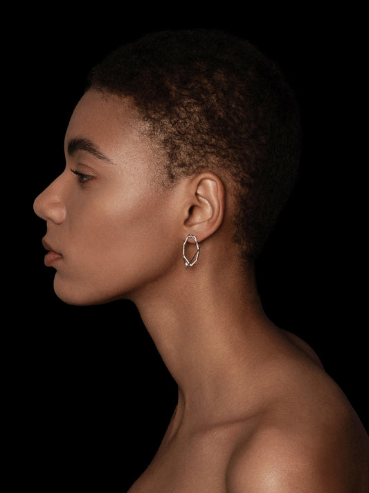 Polygon Hollow Pavé Bezel Stud Earrings