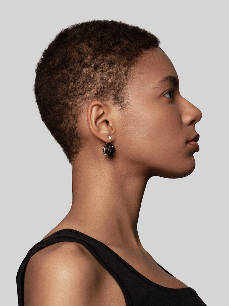 Round Diamond Carbon Fiber Statement Earrings