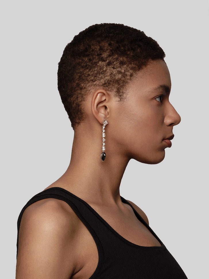 Marquise Diamond Carbon Fiber Drop Earrings