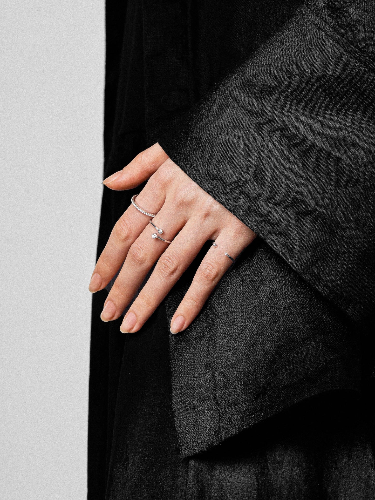 Tiny Cuff Ring with Diamonds