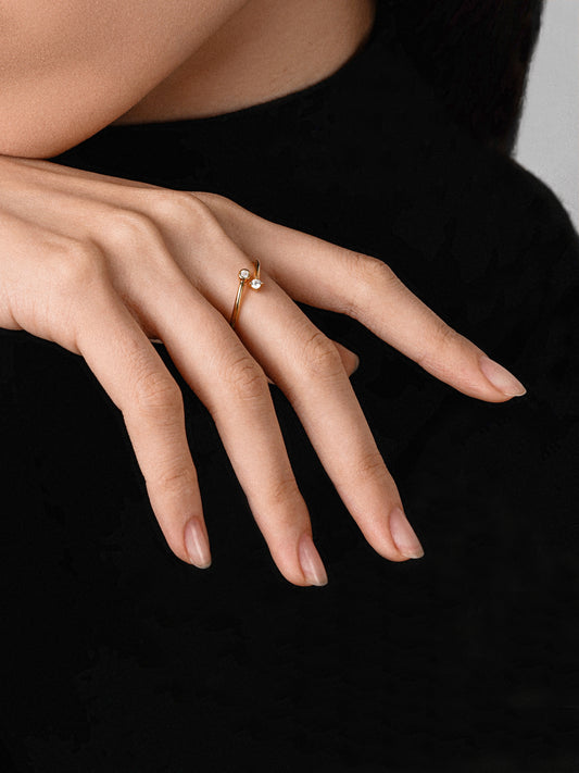 Bypass Cuff Ring with Diamonds