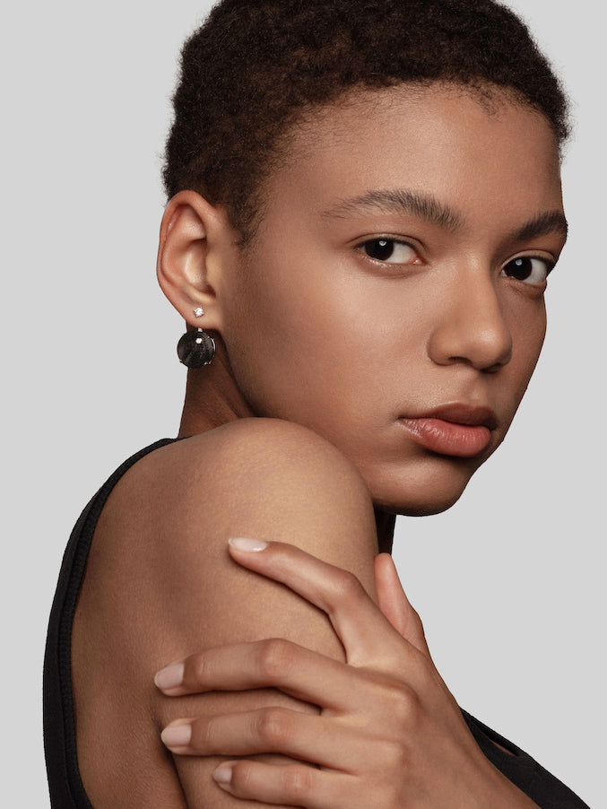Round Diamond Carbon Fiber Statement Earrings