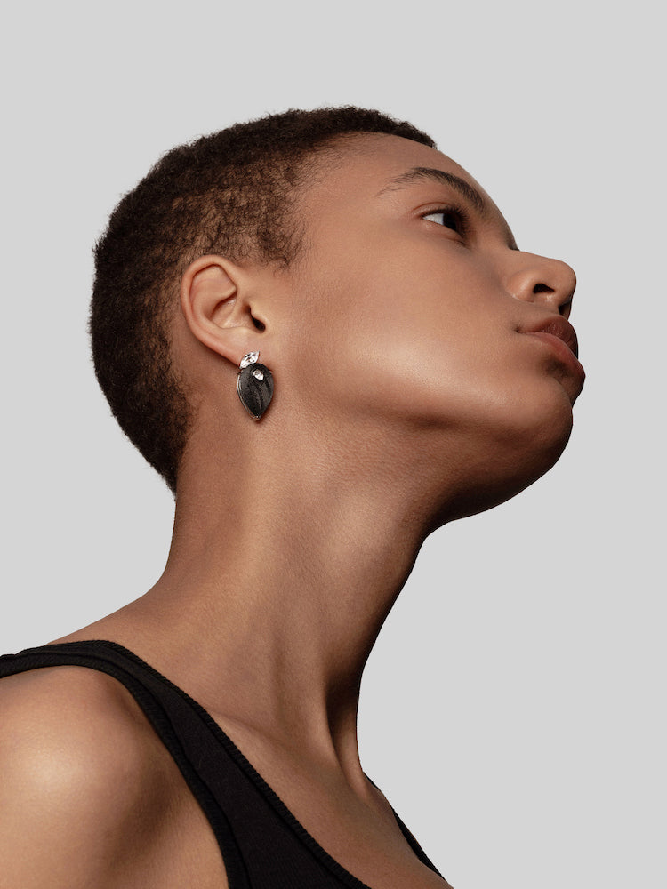 Pear Diamond Carbon Fiber Statement Earrings