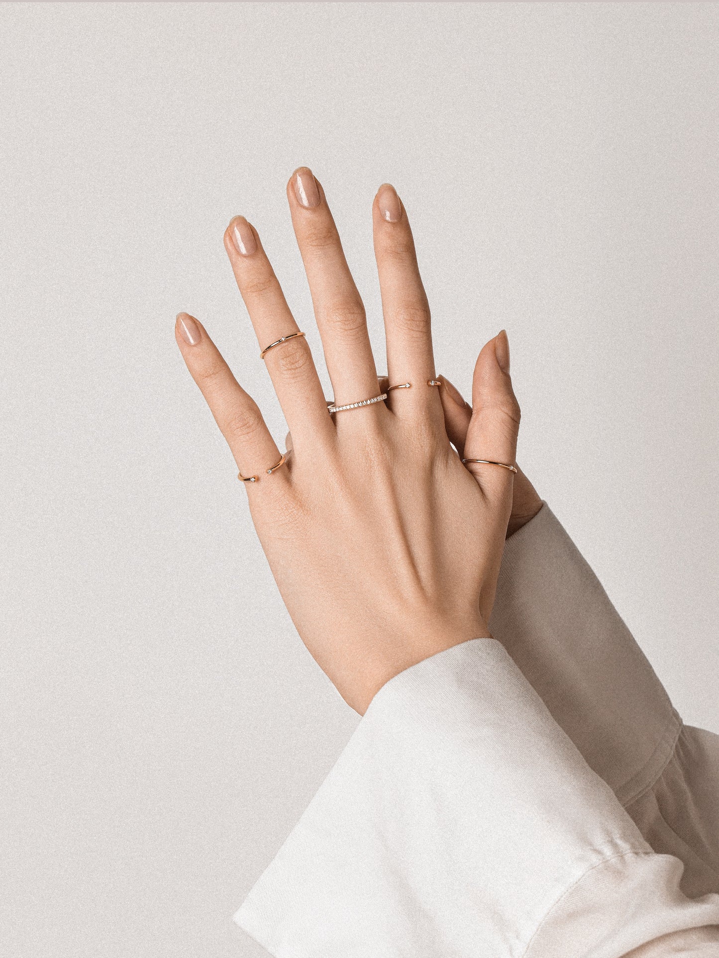 Tiny Cuff Ring with Diamonds