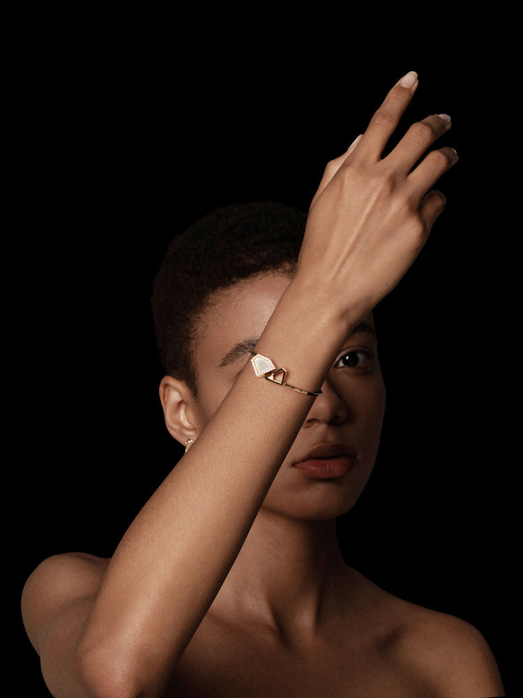 Mother-of-Pearl Pavé Bezel Cuff Bracelet