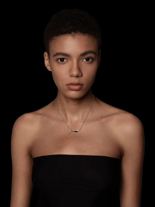 Twist Geometry Petrified Wood Pavé Bezel Pendant Necklace