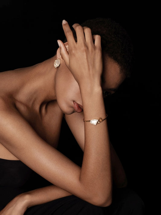 Mother-of-Pearl Pavé Bezel Cuff Bracelet