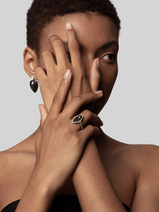 Marquise Diamond Carbon Fiber Statement Ring