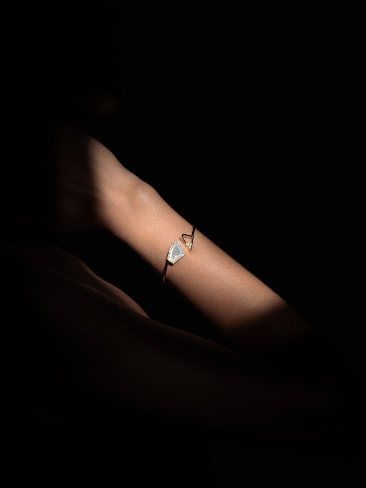 Mother-of-Pearl Pavé Bezel Cuff Bracelet