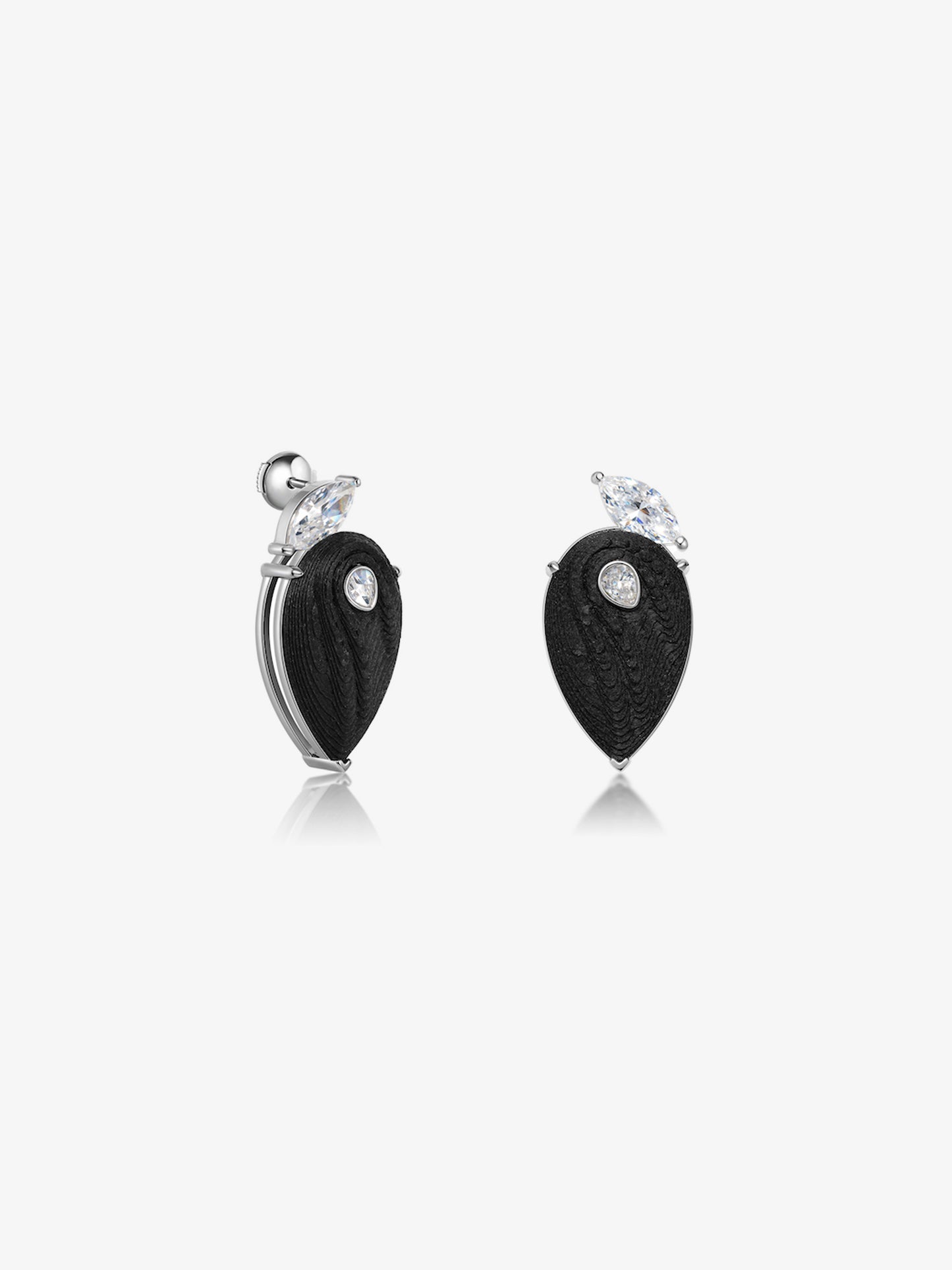 Pear Diamond Carbon Fiber Statement Earrings