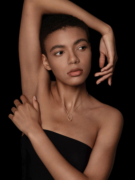 Polygon Hollow Pavé Bezel Pendant Necklace