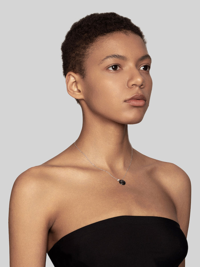 Round Diamond Carbon Fiber Pendant Necklace
