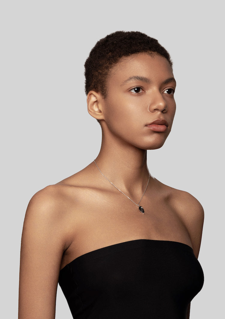 Marquise Diamond Carbon Fiber Pendant Necklace