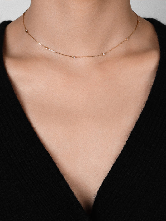 Set Station Necklace with Diamonds