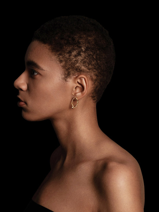 Polygon Hollow Pavé Bezel Stud Earrings