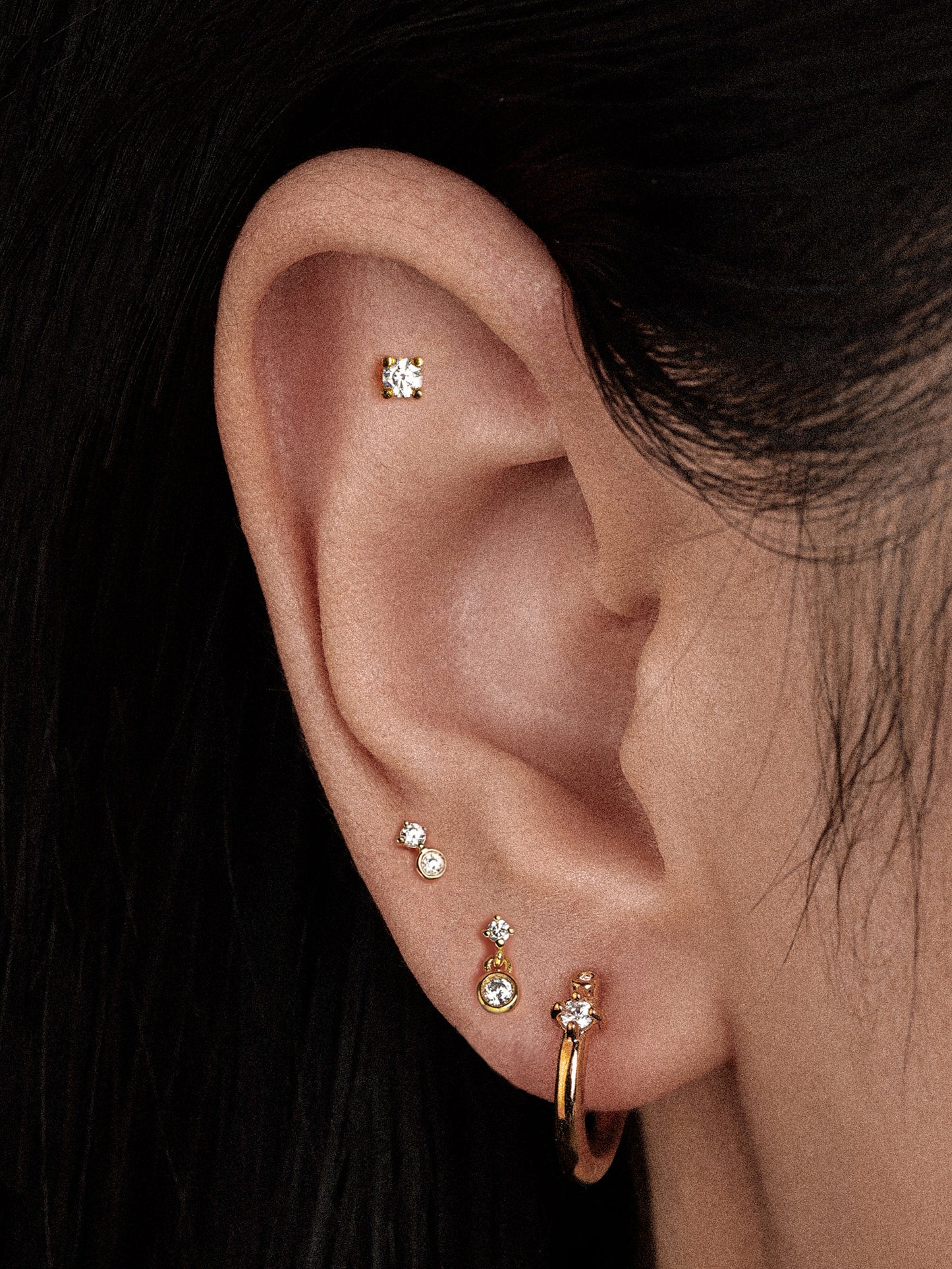 One Duo Single Hoop with Diamonds