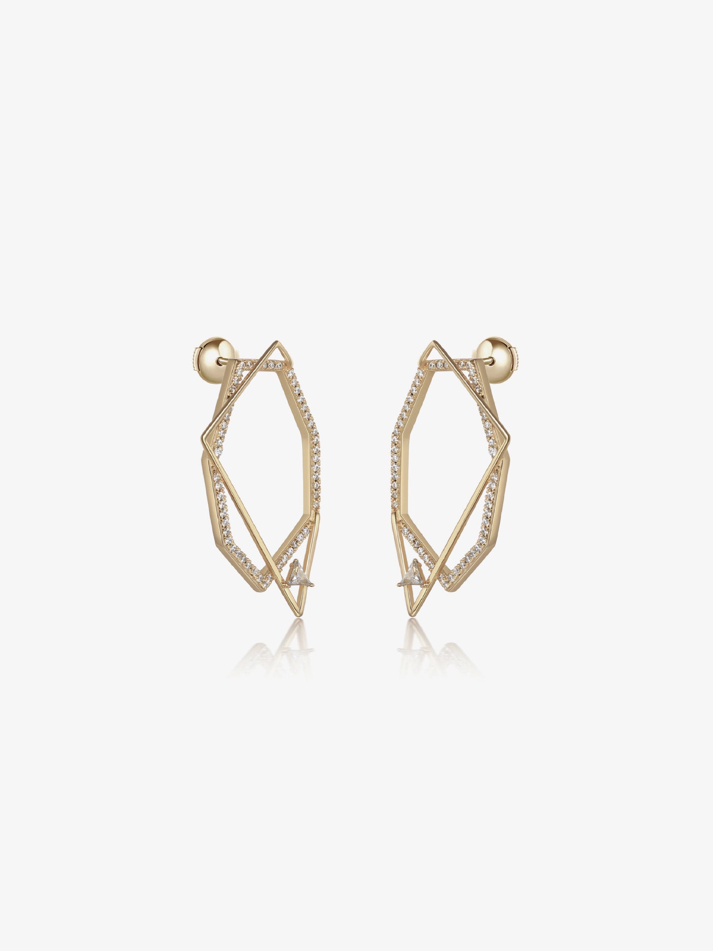 Polygon Hollow Pavé Bezel Stud Earrings