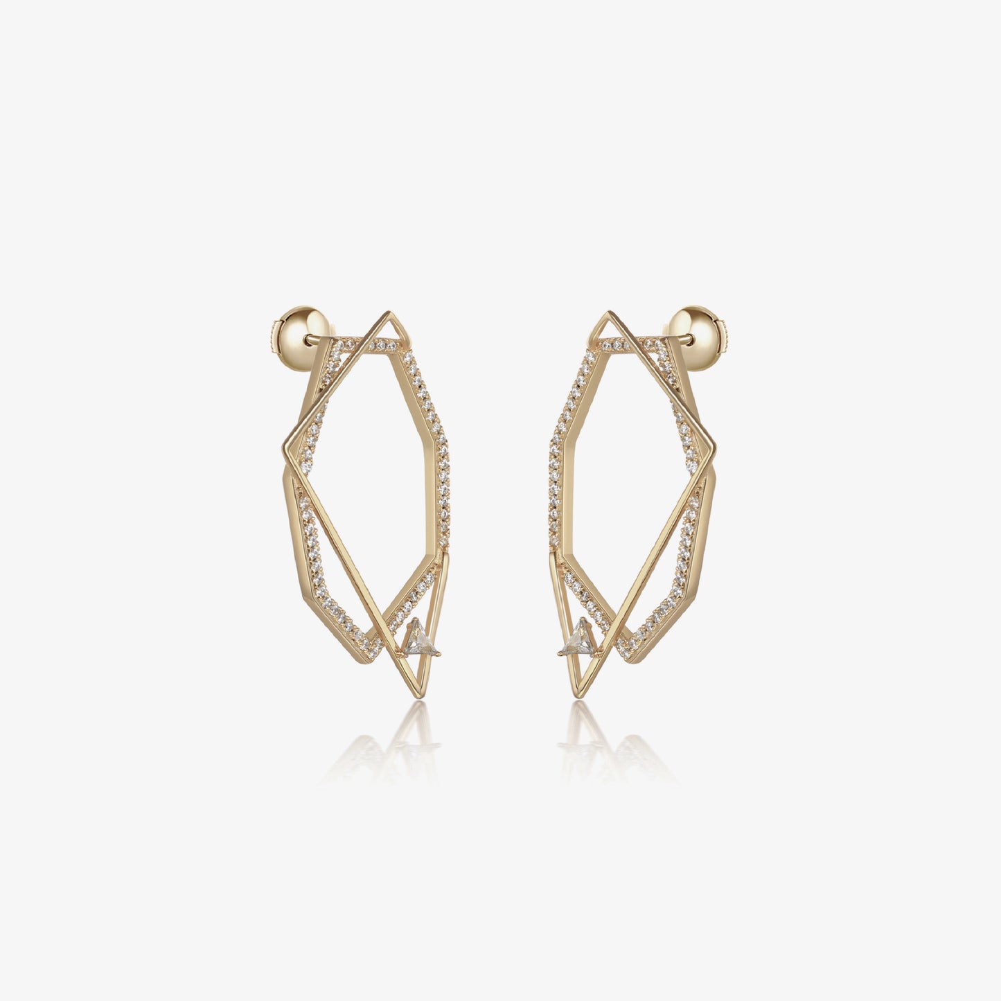 Polygon Hollow Pavé Bezel Stud Earrings