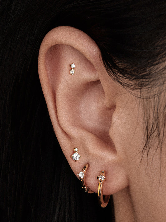 Tan Single Earring with Diamonds