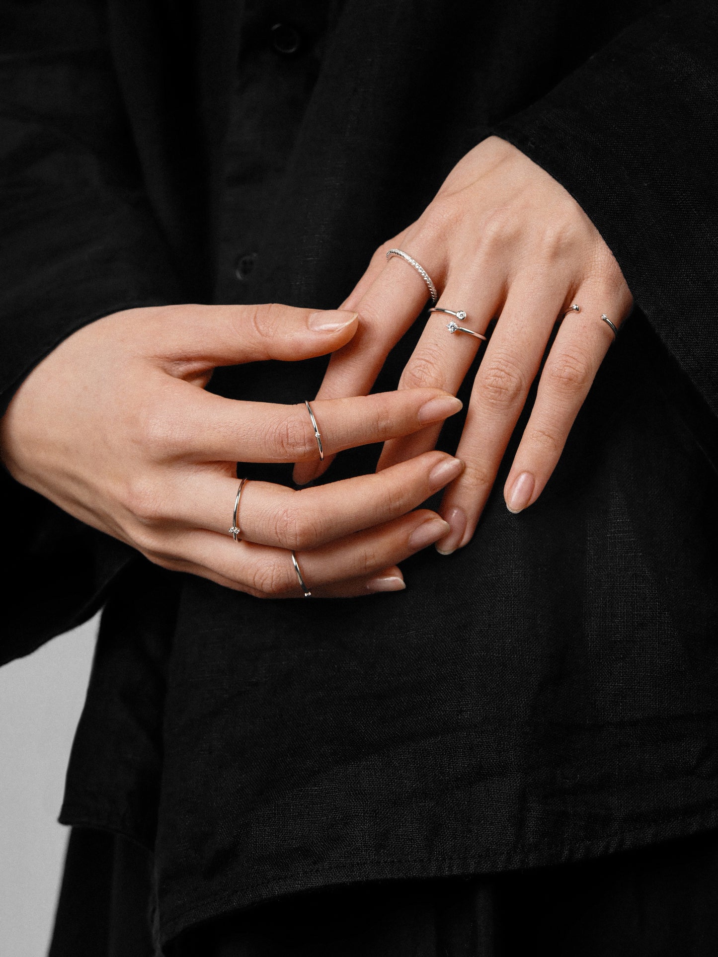 Tiny Cuff Ring with Diamonds