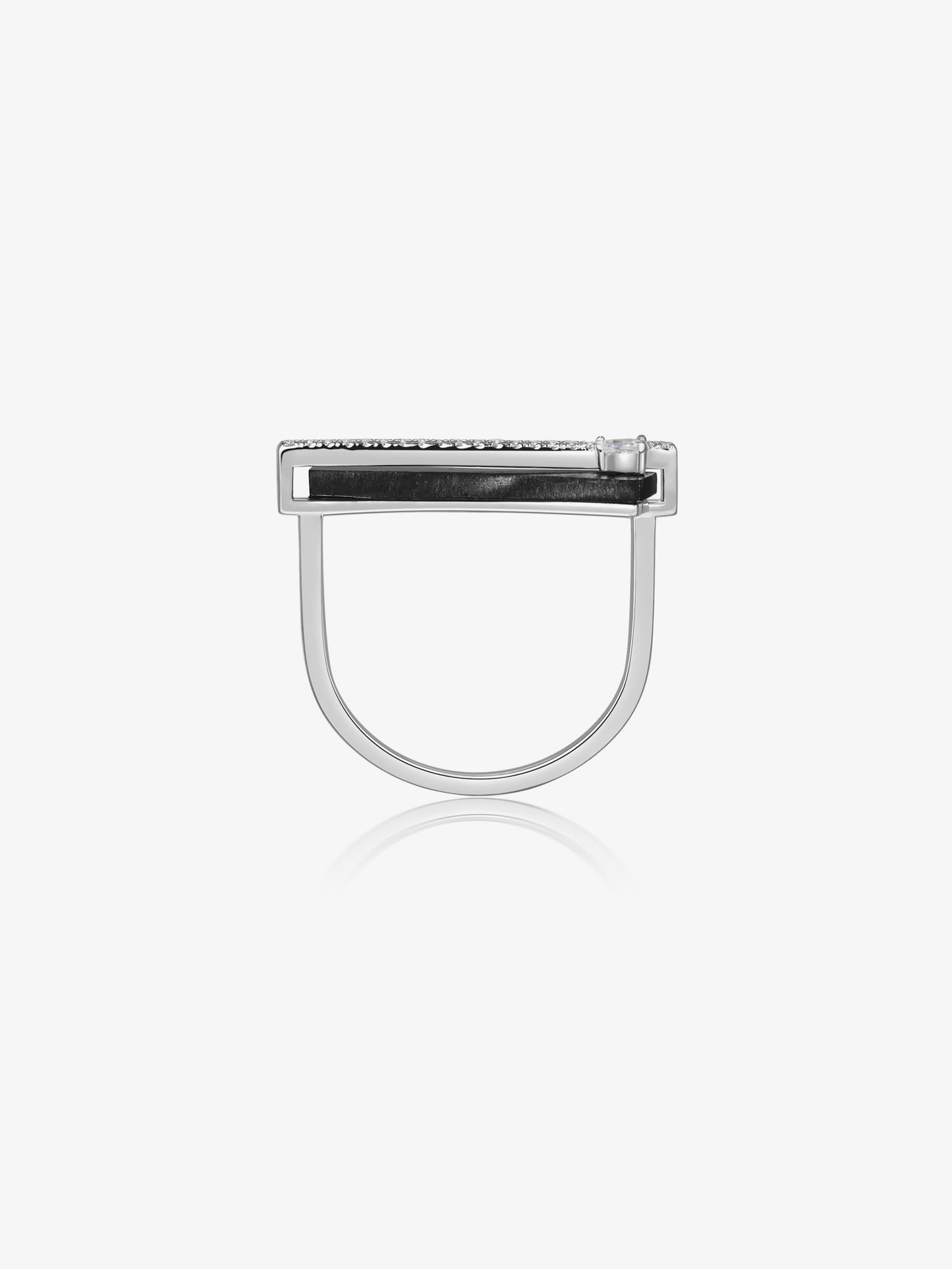 Twist Geometry Petrified Wood Pavé Bezel Statement Ring
