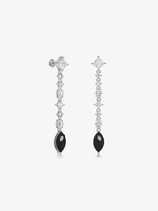 Marquise Diamond Carbon Fiber Drop Earrings