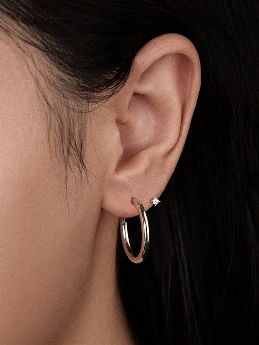 Essential Petite Single Hoop with Diamonds