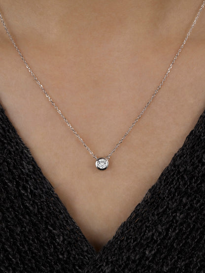 LEPOON Bezel-Set Solitaire Necklace｜0.30ct