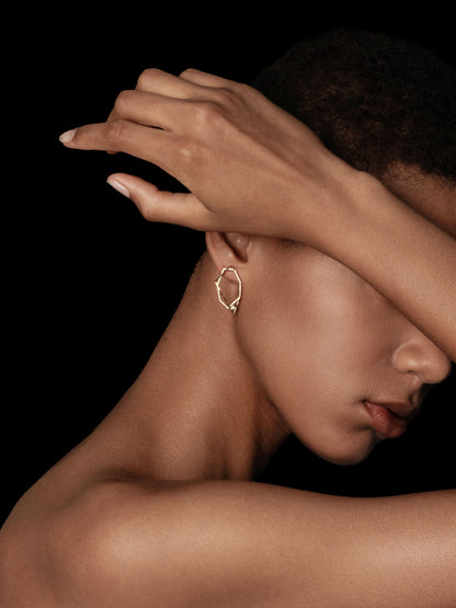 Polygon Hollow Pavé Bezel Stud Earrings