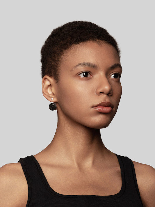 Round Diamond Carbon Fiber Statement Earrings