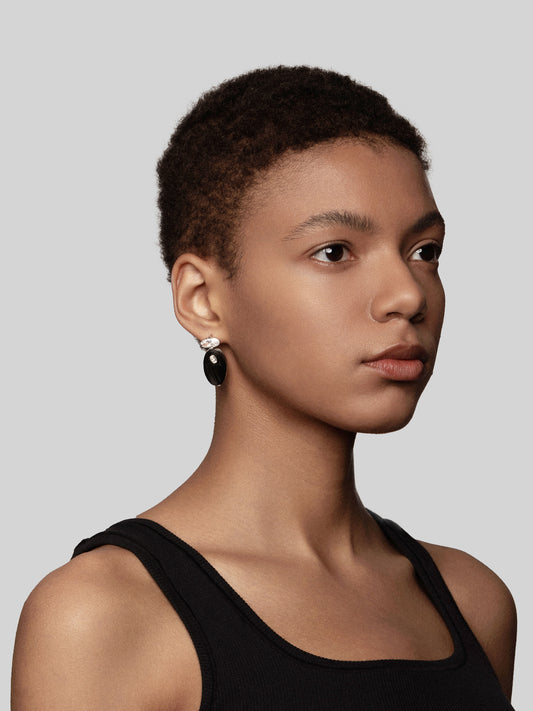 Oval Diamond Carbon Fiber Statement Earrings
