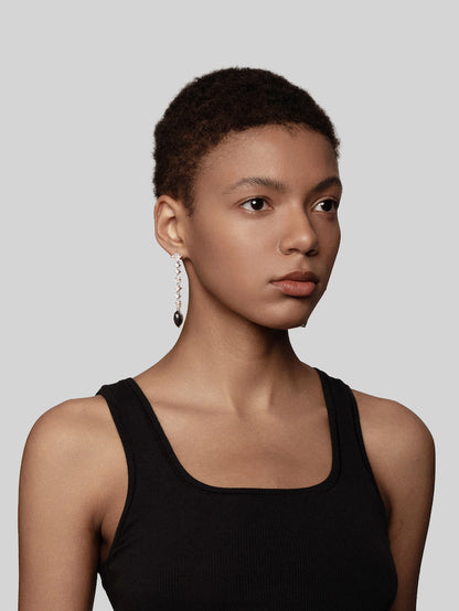 Marquise Diamond Carbon Fiber Drop Earrings
