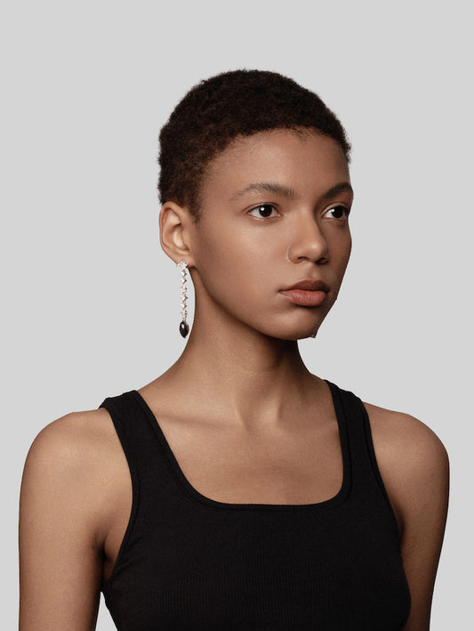 Marquise Diamond Carbon Fiber Drop Earrings