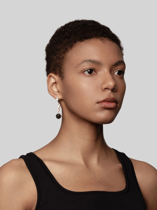 Round Diamond Carbon Fiber Drop Earring
