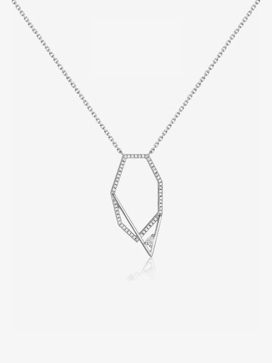 Polygon Hollow Pavé Bezel Pendant Necklace