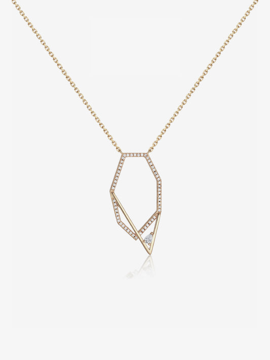 Polygon Hollow Pavé Bezel Pendant Necklace