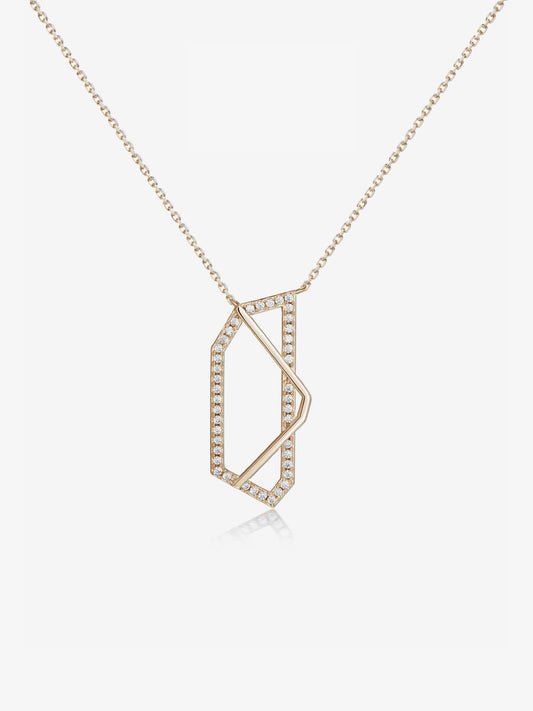 Hexagon Hollow Pavé Bezel Pendant Necklace