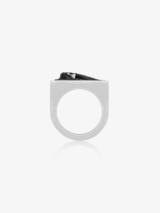 Emerald Diamond Carbon Fiber Statement Wide Band Ring